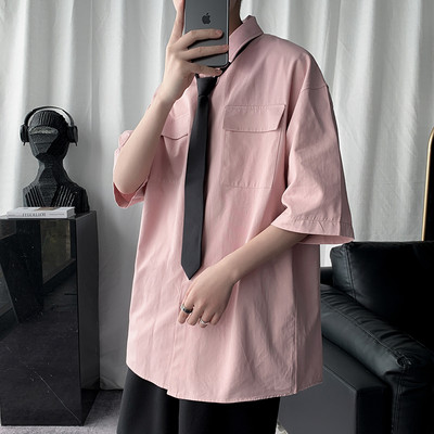 Novi model muške široke košulje sa džepom i 3/4 rukavima