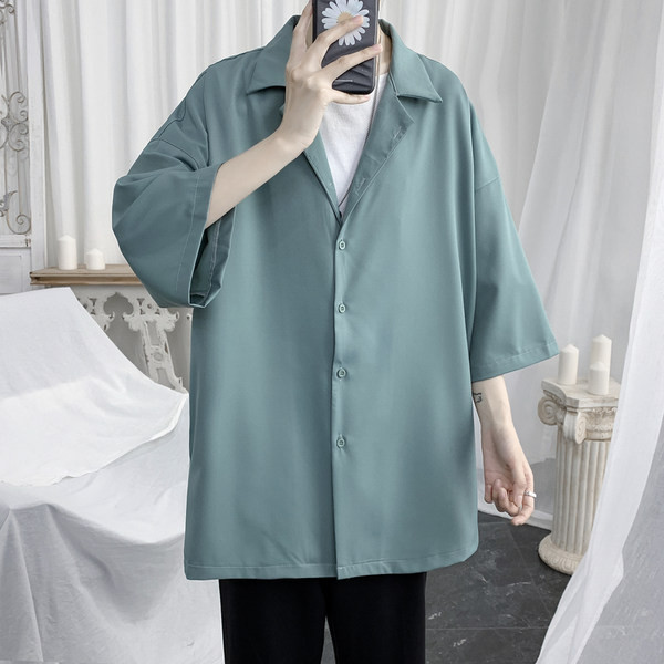 Camasa larga barbati casual cu maneci 3/4