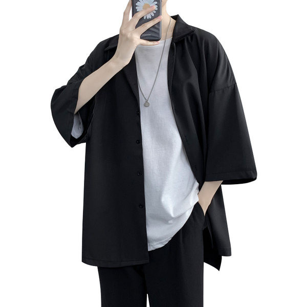 Camasa larga barbati casual cu maneci 3/4