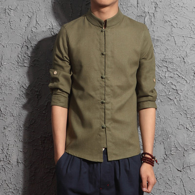 Camasa barbateasca model nou cu nasturi si guler jos