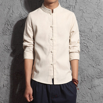 Camasa barbateasca model nou cu nasturi si guler jos