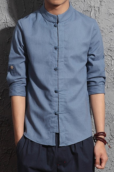 Camasa barbateasca model nou cu nasturi si guler jos