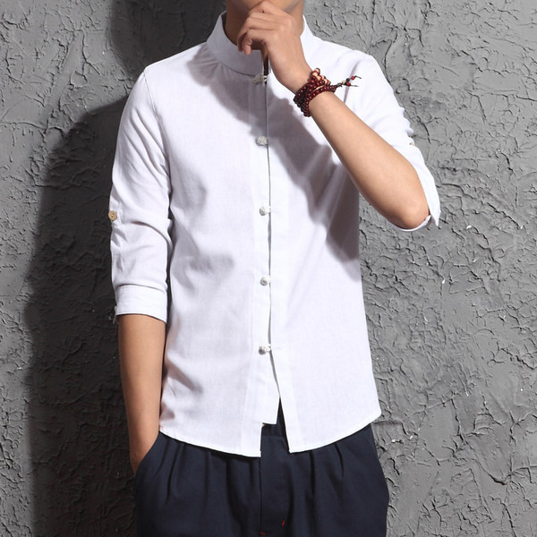 Camasa barbateasca model nou cu nasturi si guler jos