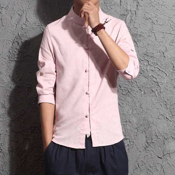 Camasa barbateasca model nou cu nasturi si guler jos