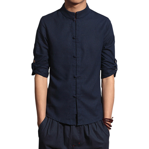 Camasa barbateasca model nou cu nasturi si guler jos