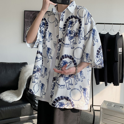 Cămașă bărbătească model larg cu model cu model