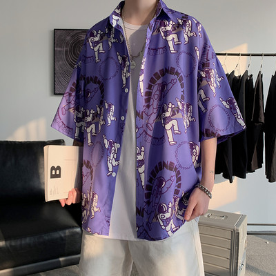 Cămașă bărbătească model larg cu model cu model