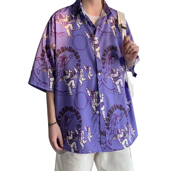 Cămașă bărbătească model larg cu model cu model