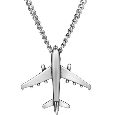 Μοντέρνα ανδρική αλυσίδα χάλυβα με μενταγιόν αεροπλάνου