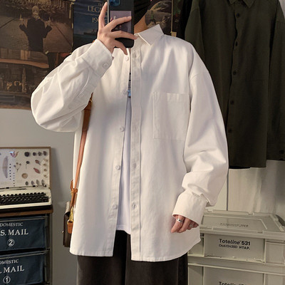 Cămașă de primăvară pentru bărbați cu guler și buzunar clasic