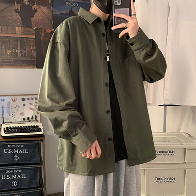 Cămașă de primăvară pentru bărbați cu guler și buzunar clasic