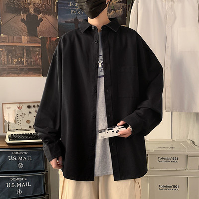 Cămașă de primăvară pentru bărbați cu guler și buzunar clasic