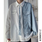 Cămașă bărbătească bicoloră cu guler și nasturi clasici