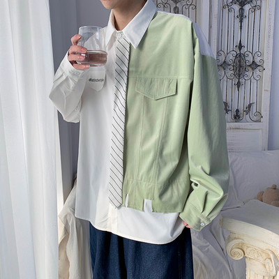 Cămașă bărbătească bicoloră cu guler și nasturi clasici