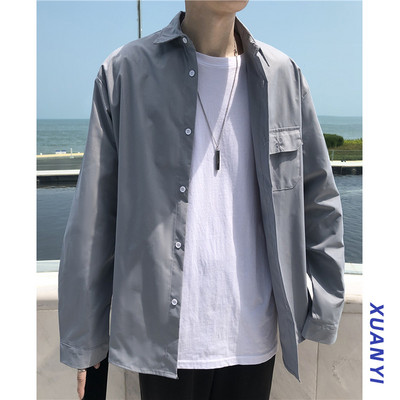 Ανδρικό μοντέρνο πουκάμισο με τσέπη και κουμπιά σε διάφορα χρώματα