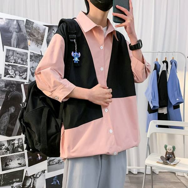 Cămașă casual bărbătească cu mâneci 3/4 în mai multe culori