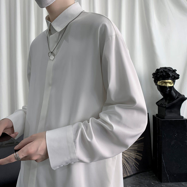 Camasa barbateasca model larg cu guler si nasturi clasici