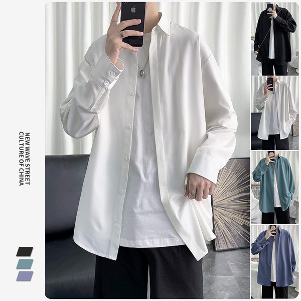 Camasa barbateasca model larg cu guler si nasturi clasici