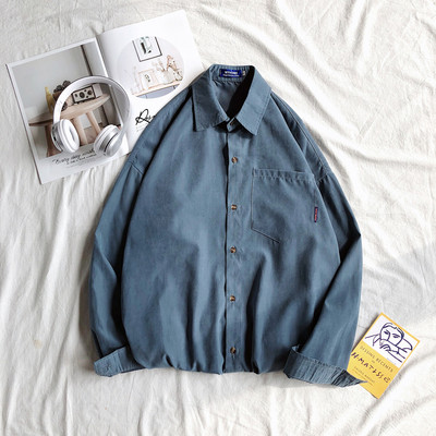 Casual meeste särgi lai mudel pikkade varrukate ja nööpidega