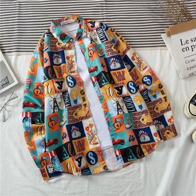 Нов модел цветна мъжка риза с копчета и класическа яка 