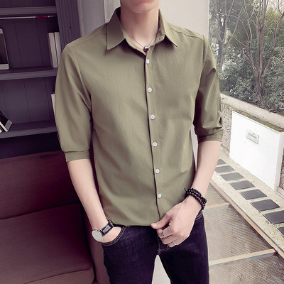 Camasa barbati casual model drept cu nasturi si guler clasic