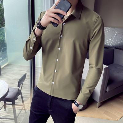 Camasa barbati casual model drept cu nasturi si guler clasic