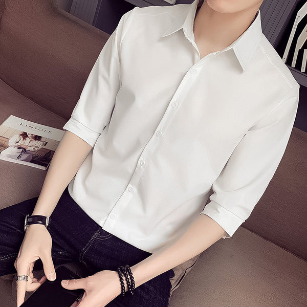 Camasa barbati casual model drept cu nasturi si guler clasic