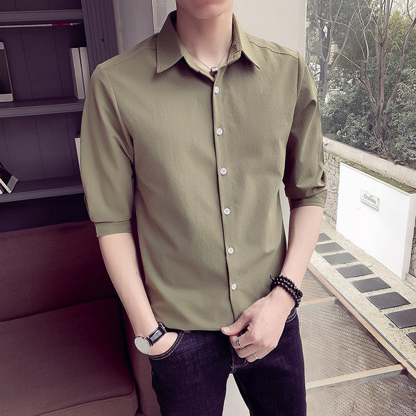 Camasa barbati casual model drept cu nasturi si guler clasic