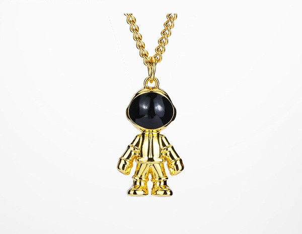 Actual lanț de oțel pentru bărbați cu pandantiv astronaut