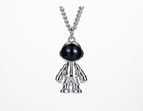 Actual lanț de oțel pentru bărbați cu pandantiv astronaut