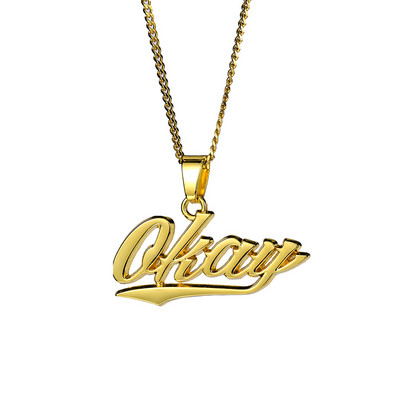 Lanț modern pentru bărbați cu pandantiv și inscripția Okay