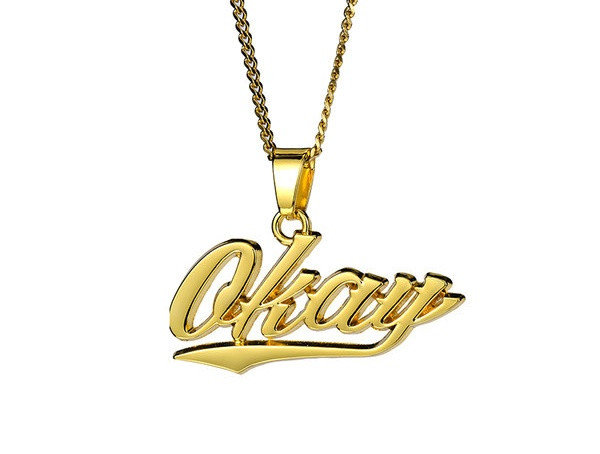 Lanț modern pentru bărbați cu pandantiv și inscripția Okay