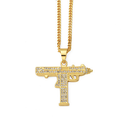 Lanț actual pentru bărbați cu pandantiv pistol și pietre decorative