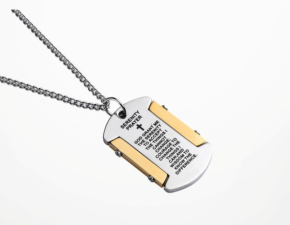 Lanț de bărbați actual cu pandantiv și inscripții