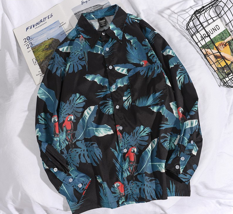 Cămașă colorată pentru bărbați cu mâneci lungi și guler clasic