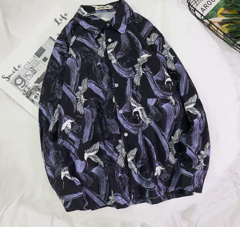 Cămașă colorată pentru bărbați cu mâneci lungi și guler clasic