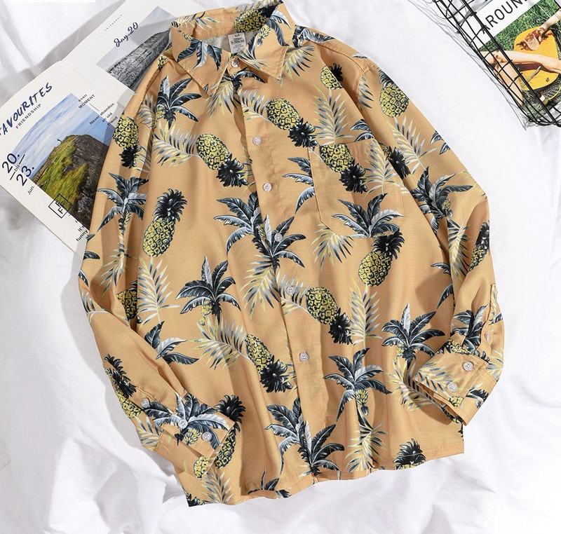 Cămașă colorată pentru bărbați cu mâneci lungi și guler clasic