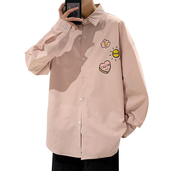 Ανδρικό πουκάμισο μεγάλου μοντέλου με πολύχρωμες εφαρμογές