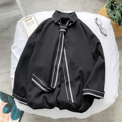 Camasa barbati eleganta cu cravata si model lat cu maneca 3/4