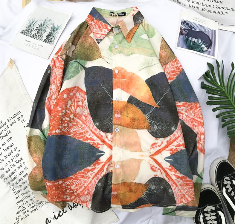 Cămașă bărbătească model larg cu guler clasic și mâneci lungi în modele colorate