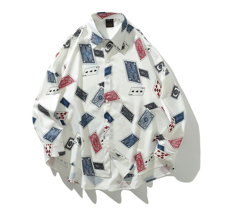 Cămașă bărbătească model larg cu guler clasic și mâneci lungi în modele colorate