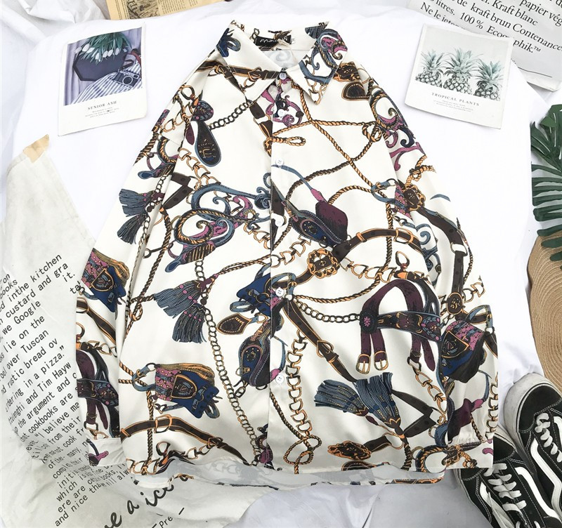 Cămașă bărbătească model larg cu guler clasic și mâneci lungi în modele colorate