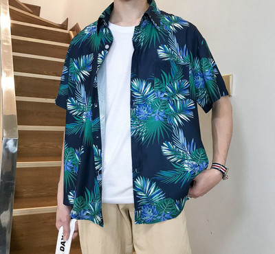 Ανδρικό κοντομάνικο πουκάμισο με φλοράλ μοτίβο