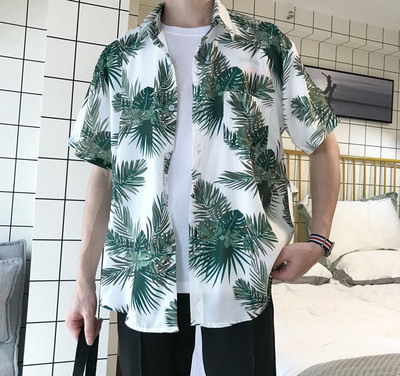 Ανδρικό κοντομάνικο πουκάμισο με φλοράλ μοτίβο