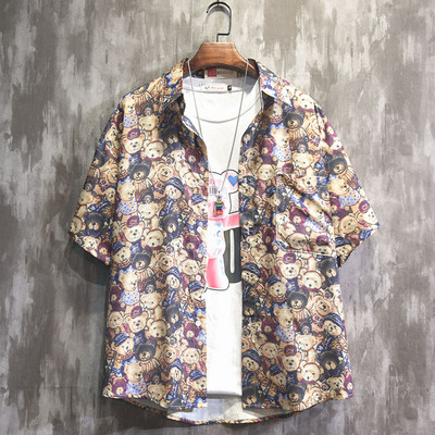 Ανδρικό πουκάμισο με απλικέ και κοντό μανίκι