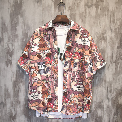 Ανδρικό πουκάμισο με απλικέ και κοντό μανίκι