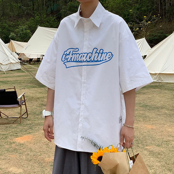 Vīriešu moderns krekls ar uzrakstu un īsām piedurknēm vairākās krāsās