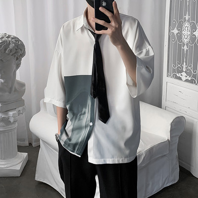 Cămașă de vară pentru bărbați cu nasturi - culori diferite