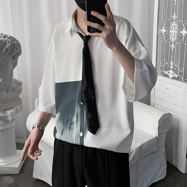 Cămașă de vară pentru bărbați cu nasturi - culori diferite