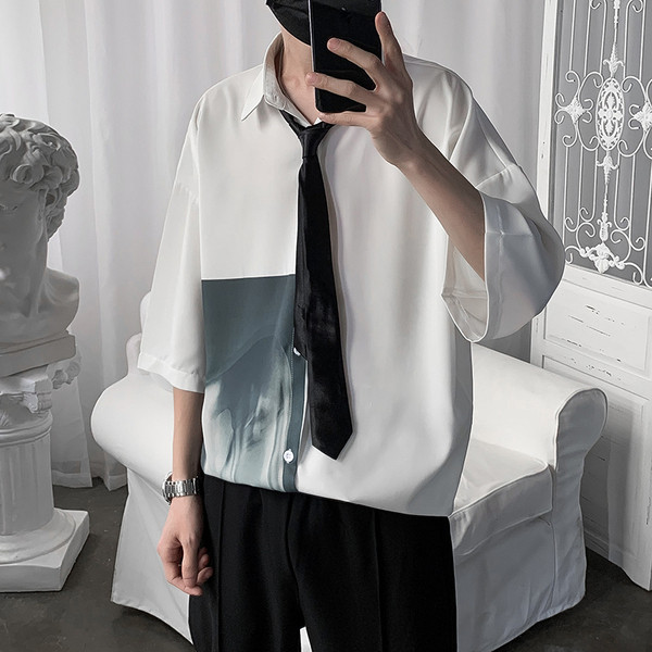 Cămașă de vară pentru bărbați cu nasturi - culori diferite